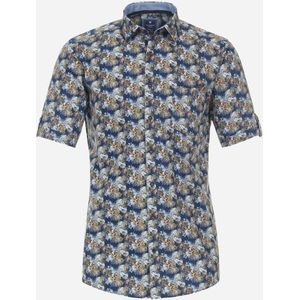 3 voor 99 | Redmond modern fit overhemd, korte mouw, popeline, blauw dessin