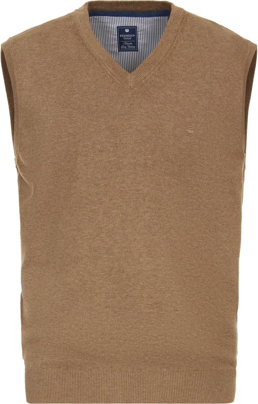 Redmond heren spencer katoen - V-hals - camel (middeldik)