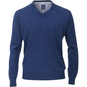 Redmond heren trui katoen, V-hals, jeans-blauw -  Maat: XXL