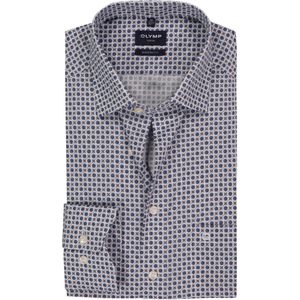 OLYMP - Luxor - Overhemd - Marine Blauw - Modern Fit - Mouwlengte 7 - Strijkvrij