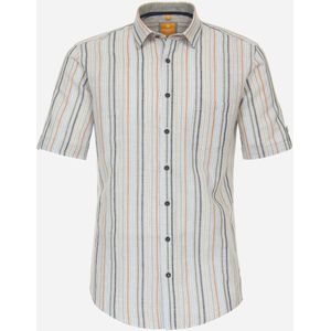 3 voor 99 | Redmond modern fit overhemd, korte mouw, popeline, groen gestreept 43/44