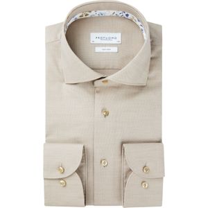 Profuomo slim fit heren overhemd, dobby, beige