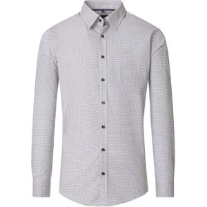 CASA MODA - Sport Comfort Fit - Overhemd - Wit met Blauw en Beige Dessin