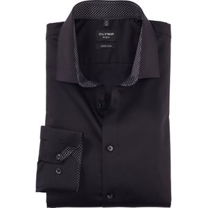OLYMP No. 6 Six super slim fit overhemd, satijnbinding, zwart 39