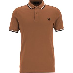 Fred Perry M3600 polo twin tipped shirt, heren polo, Court Clay / Ecru / Dark Graphite -  Maat: M