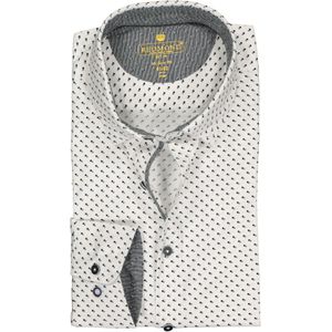 3 voor 99 | Redmond modern fit overhemd, poplin, wit met zwart en grijs mini dessin (contrast) 43/44