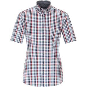 CASA MODA Sport comfort fit overhemd, korte mouw, dobby, blauw geruit