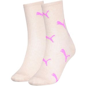 Puma Cat Logo Sock (2-pack), dames sokken, beige dessin -  Maat: 35-38