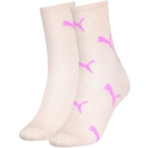 Puma Cat Logo Sock (2-pack), dames sokken, beige dessin -  Maat: 39-42
