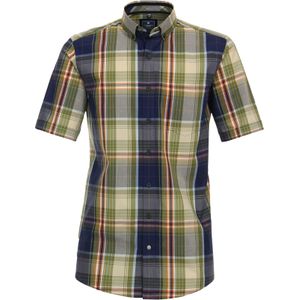 Redmond - Comfort Fit Overhemd - Blauw Geruit - Korte Mouw - Popeline