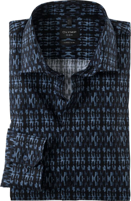 OLYMP - No. 6 - Overhemd - Marineblauw - Super Slim Fit - Popeline
