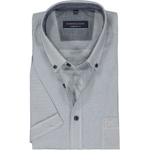 CASA MODA - Sport Comfort Fit - Overhemd - Wit met Donkerbruin Dessin - Korte Mouw - Strijkvriendelijk