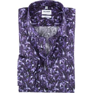 OLYMP Level 5 body fit overhemd, popeline, vioolkleurig dessin