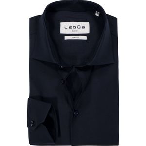 Ledub slim fit overhemd, mouwlengte 72 cm, popeline, donkerblauw