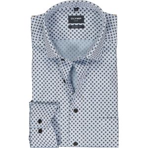 OLYMP modern fit overhemd, mouwlengte 7, mouwlengte 7, structuur, blauw met beige dessin 42