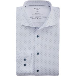 OLYMP 24/7 No. 6 Six super slim fit overhemd, tricot, wit dessin