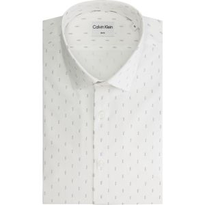 Calvin Klein slim fit overhemd, Poplin Leaf Print Slim Shirt, wit met blauw dessin