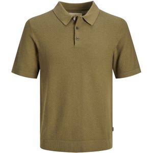 JACK & JONES Sandri knit polo slim fit, heren polo katoen met polo kraag, groen -  Maat: S