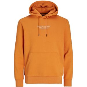JACK & JONES Arie sweat hood slim fit, heren hoodie katoenmengsel met capuchon, licht oranje