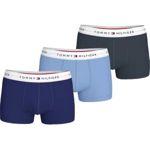 Tommy Hilfiger trunk (3-pack), heren boxers normale lengte, lichtblauw, middenblauw, grijs -  Maat: L