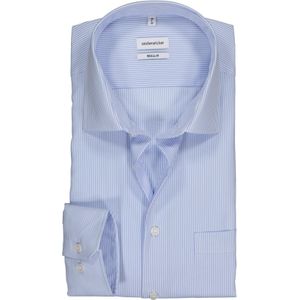 Seidensticker regular fit overhemd, lichtblauw met wit gestreept 44