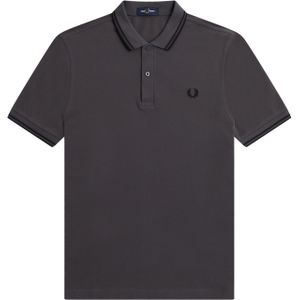 Fred Perry M3600 polo twin tipped shirt, pique, Gunmetal / Black / Black -  Maat: L