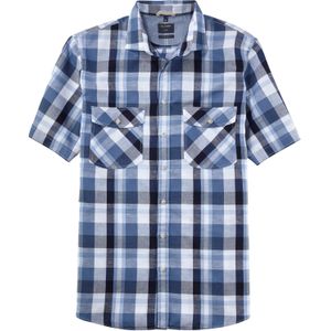 OLYMP Casual modern fit overhemd, korte mouw, popeline, marineblauw geruit