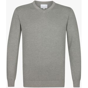 Michaelis heren trui katoenmengsel, slim fit trui met V-hals, groen