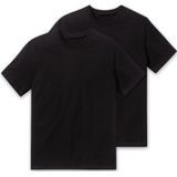 SCHIESSER American T-shirt (2-pack), heren shirt korte mouw jersey ronde hals zwart -  Maat: XXL