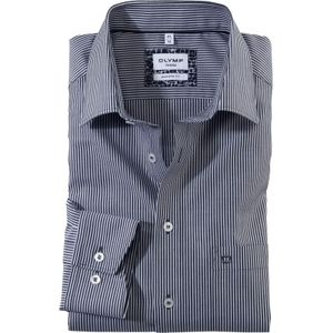 OLYMP Tendenz modern fit overhemd, popeline, zwart gestreept