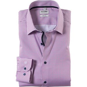 OLYMP Level 5 body fit overhemd, twill, fuchsia dessin