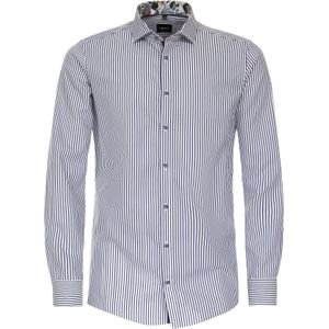 VENTI - Dobby - Overhemd - Blauw Gestreept - Strijkvriendelijk - Boordmaat 37