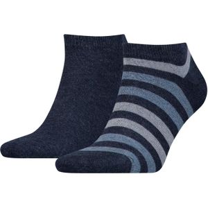 Tommy Hilfiger Duo Stripe Sneaker (2-pack), heren enkelsokken, jeansblauw gestreept