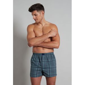 Gotzburg heren boxershorts geweven wijd model met gulp (1-pack), middengroen geruit