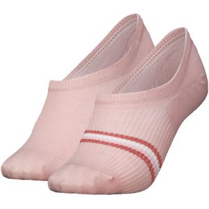 Tommy Hilfiger Footie Rib Multicolor  Stripe (2-pack), dames onzichtbare sokken, roze gestreept