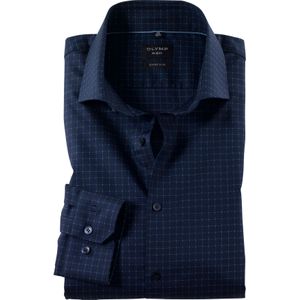 OLYMP No. 6 Six super slim fit overhemd, popeline, marineblauw geruit