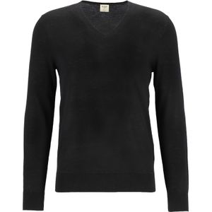 OLYMP Level 5 body fit trui wol met zijde, V-hals, zwart -  Maat: XXL