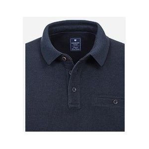 Redmond heren sweatshirt katoenmengsel, polo kraag, blauw (middeldik) -  Maat: 3XL