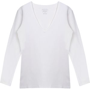 Claesen's dames Basics T-shirt (1-pack), V-hals T-shirt lange mouw, wit