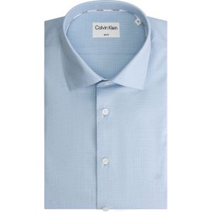 Calvin Klein slim fit overhemd, Twill Modern Check Slim Shirt, lichtblauw geruit 38