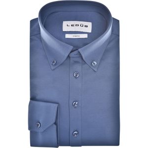 Ledub modern fit polo overhemd, tricot, jersey, middenblauw