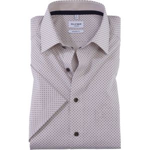 OLYMP Tendenz modern fit overhemd, korte mouw, popeline, natuur dessin
