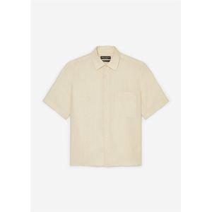 Marc O'Polo regular fit heren overhemd, korte mouw, structuur, beige 43/44