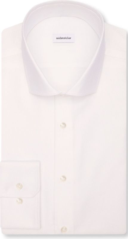 Seidensticker - Businessoverhemd - Wit - Slim 1/1 Kentkraag - Visgraat