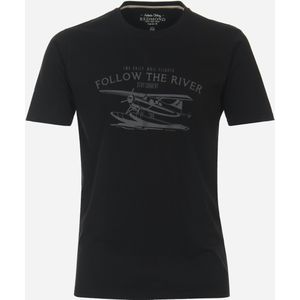 Redmond regular fit T-shirt, korte mouw O-hals, zwart (met print) -  Maat: L