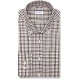 Seidensticker slim fit overhemd, popeline, bruin geruit
