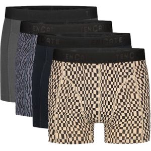 TEN CATE Basics men shorts (4-pack), heren boxers normale lengte, zwart, grijs, dessin -  Maat: XXL