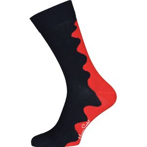 Happy Socks Wave Sock, blauw met rode golven - Unisex - Maat: 36-40