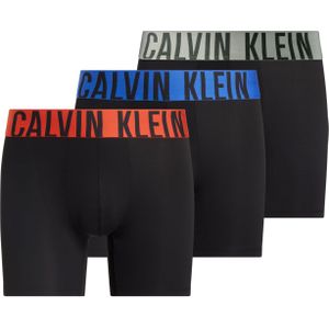 Calvin Klein Boxer Briefs (3-pack), heren boxers extra lang, zwart met gekleurde tailleband -  Maat: S