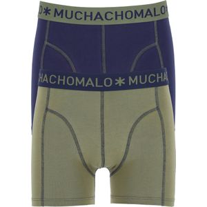 Muchachomalo boxershorts (2-pack), heren boxers normale lengte, blauw en olijfgroen -  Maat: XL